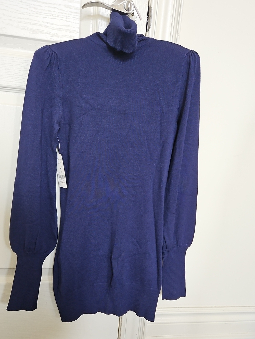 Dynamite Twilight Navy Knit Tunic Ribbed Turtleneck Long-Sleeve Dress